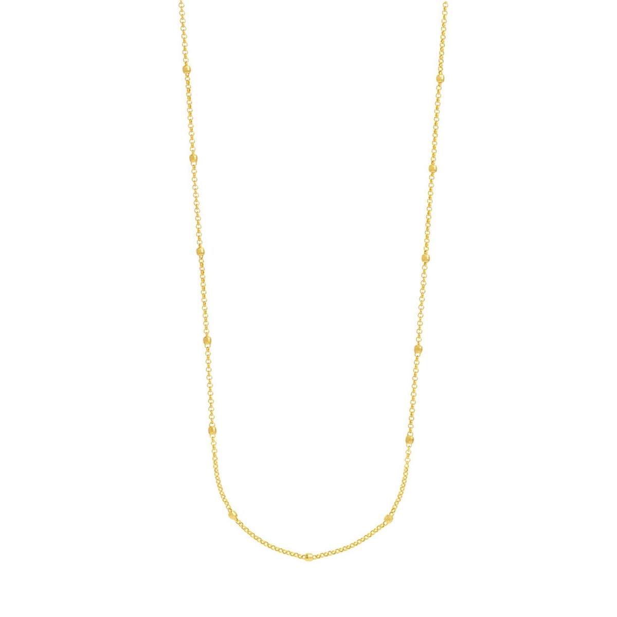 36" 14K Yellow Gold Beaded Station Chain