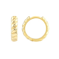 14Kt Yellow Gold 3.5 x 13mm Huggie Hoop Earrings With Polished Shrimp Design