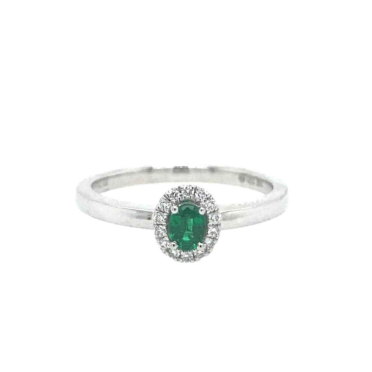 18Kt White Gold Emerald Diamond Ring