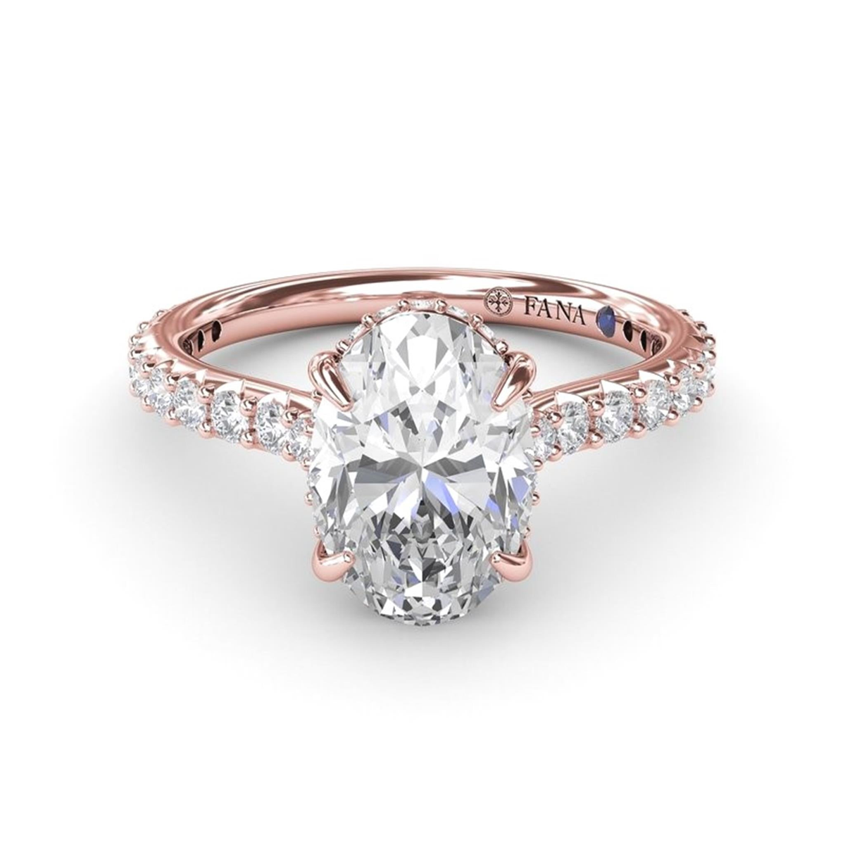 FANA 14Kt Rose Gold Classic Prong Engagement Ring Mounting - Oval Center Stone Sold Separately