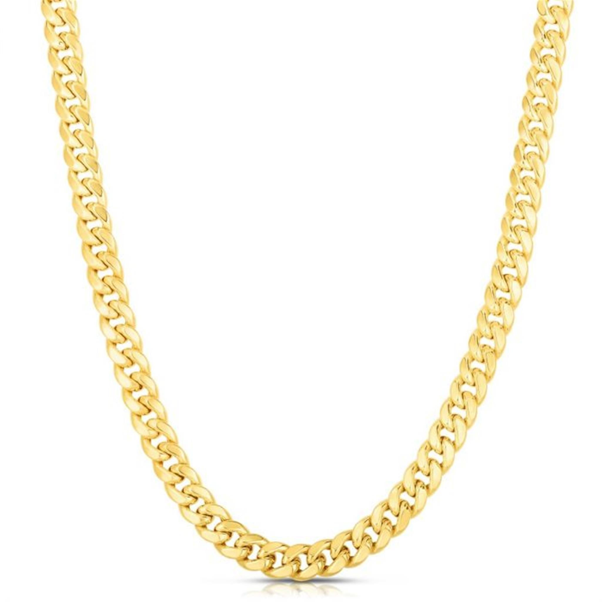 10Kt Yellow Gold 4.5mm Semi-Solid Miami Cuban Necklace