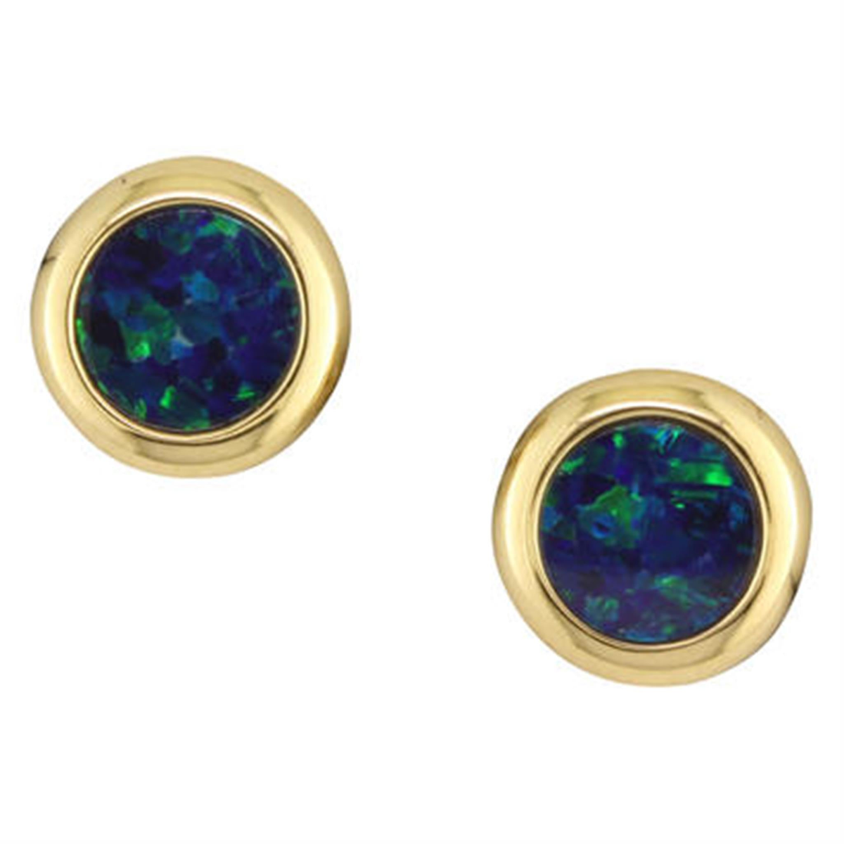 14Kt Yellow Gold Australian Opal Doublet Stud Earrings