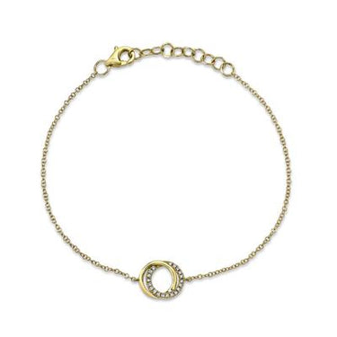 Shy Creation 14Kt Yellow Gold You & Me Intersecting Circle 0.07ctw Diamond Bracelet