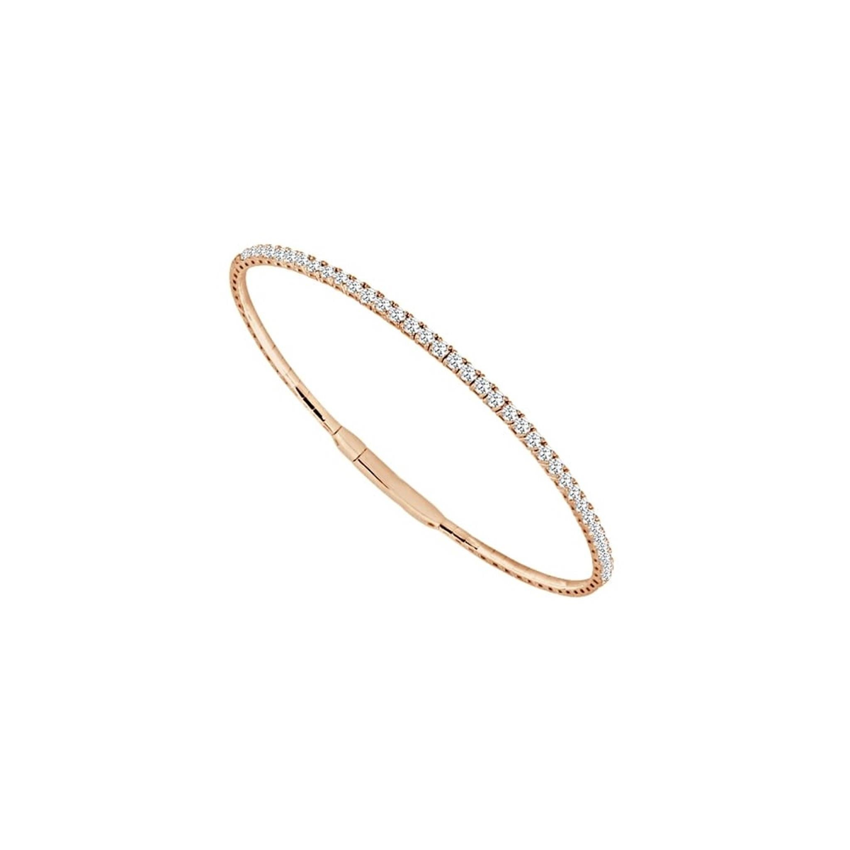 14Kt Rose Gold Flex Bangle Bracelet With 1.00cttw Natural Diamonds