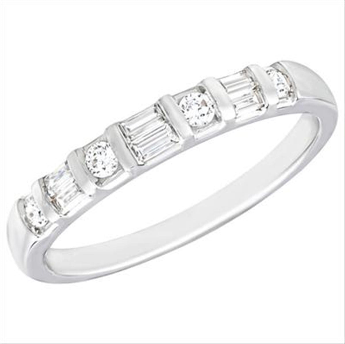 18Kt White Gold Stackable Band With 0.15cttw Natural Diamonds