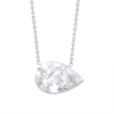 Invisible Collection 14Kt White Gold 3.06ct (F/G Color - VS1/VS2 Clarity) Lab-Grown Pear Diamond Pendant on 18" Adjustable Cable Chain