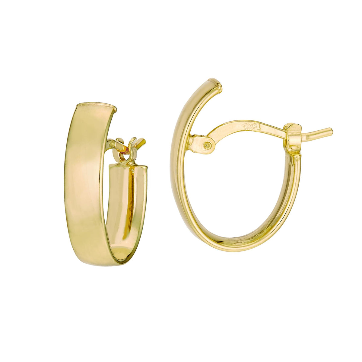14Kt Yellow Gold Oval Hoop Earrings