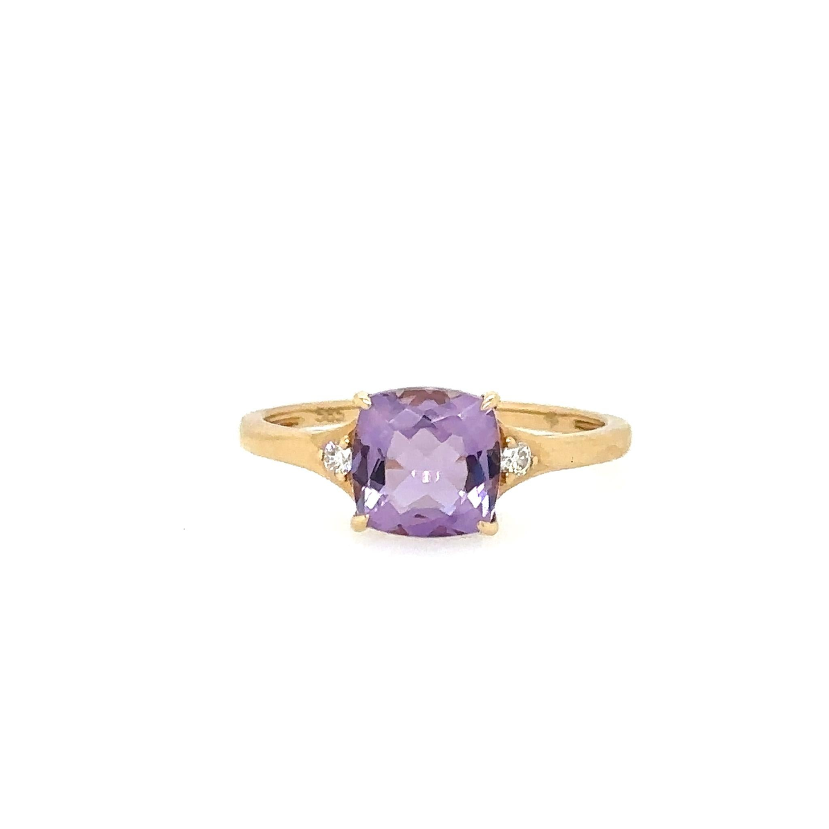 14Kt Yellow Gold Amethyst Diamond Ring