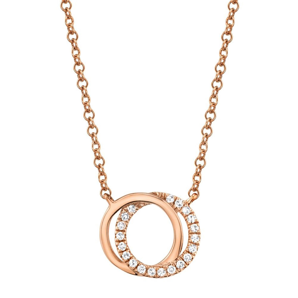 Shy Creation Gold 'You & Me' Intersecting Circle Diamond Necklace