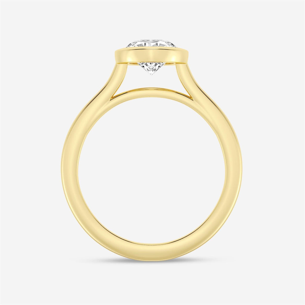 Lasker's Big Rocks Lab-Grown Diamond Collection 14kt Yellow Gold Bezel Set Solitaire Ring With 1.50ct Oval Lab-Crafted Diamond