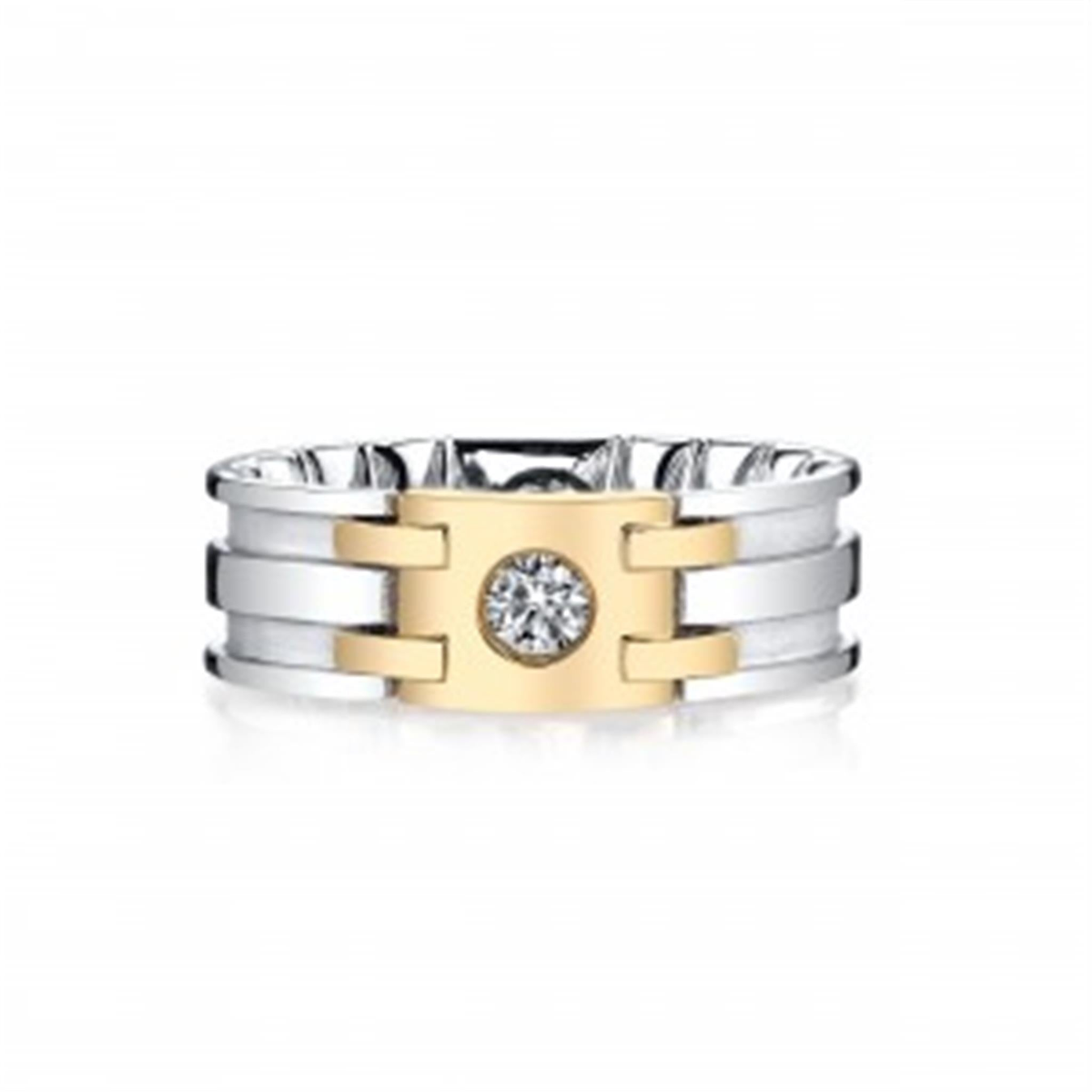 14Kt Yellow  White Gold Bezel Set Wedding Band With cttw Natural Diamonds