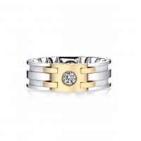 14Kt Yellow  White Gold Bezel Set Wedding Band With cttw Natural Diamonds