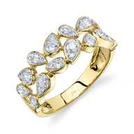 Shy Creation 14Kt Yellow Gold 0.78cttw Pear Diamond Double Stacking Ring