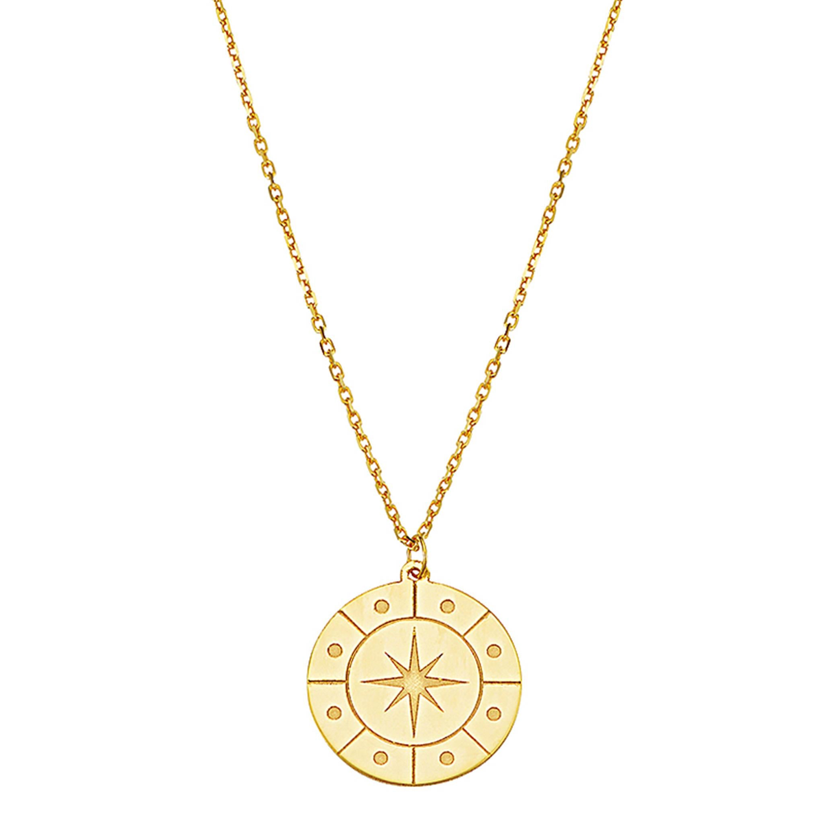 10Kt Yellow Gold Compass Pendant On Adjustable Length Chain