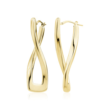 Sterling Silver with 14Kt Gold Overlay Rectangular Twist Hoop