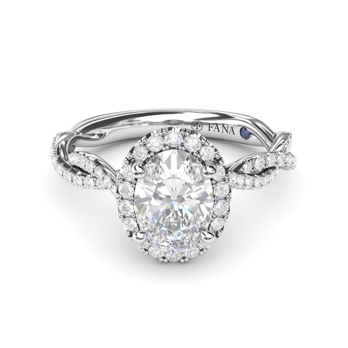 14Kt White Gold Free-Form Engagement Ring Mounting With 0.41cttw Natural Diamonds