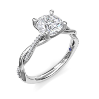 14Kt White Gold Free-Form Engagement Ring Mounting With 0.10cttw Natural Diamonds