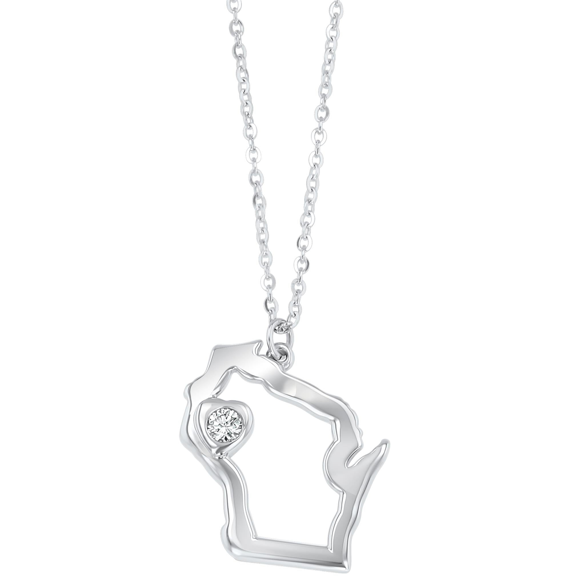 14K White Gold Heart of Wisconsin Pendant