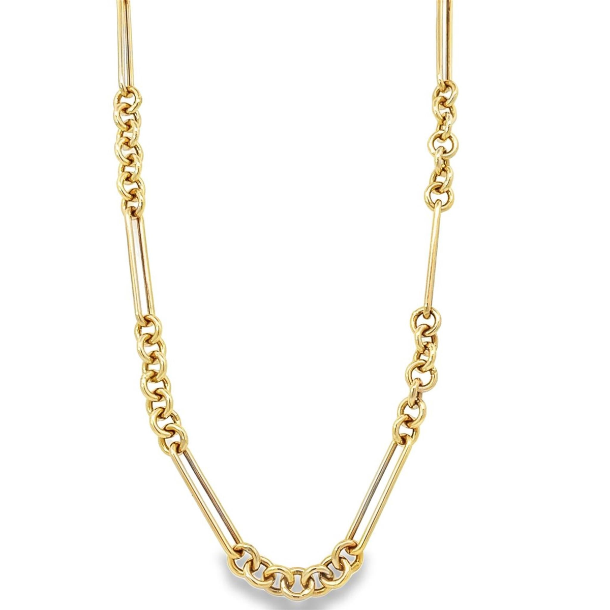 24" 14K Yellow Gold Fancy Link Chain Necklace