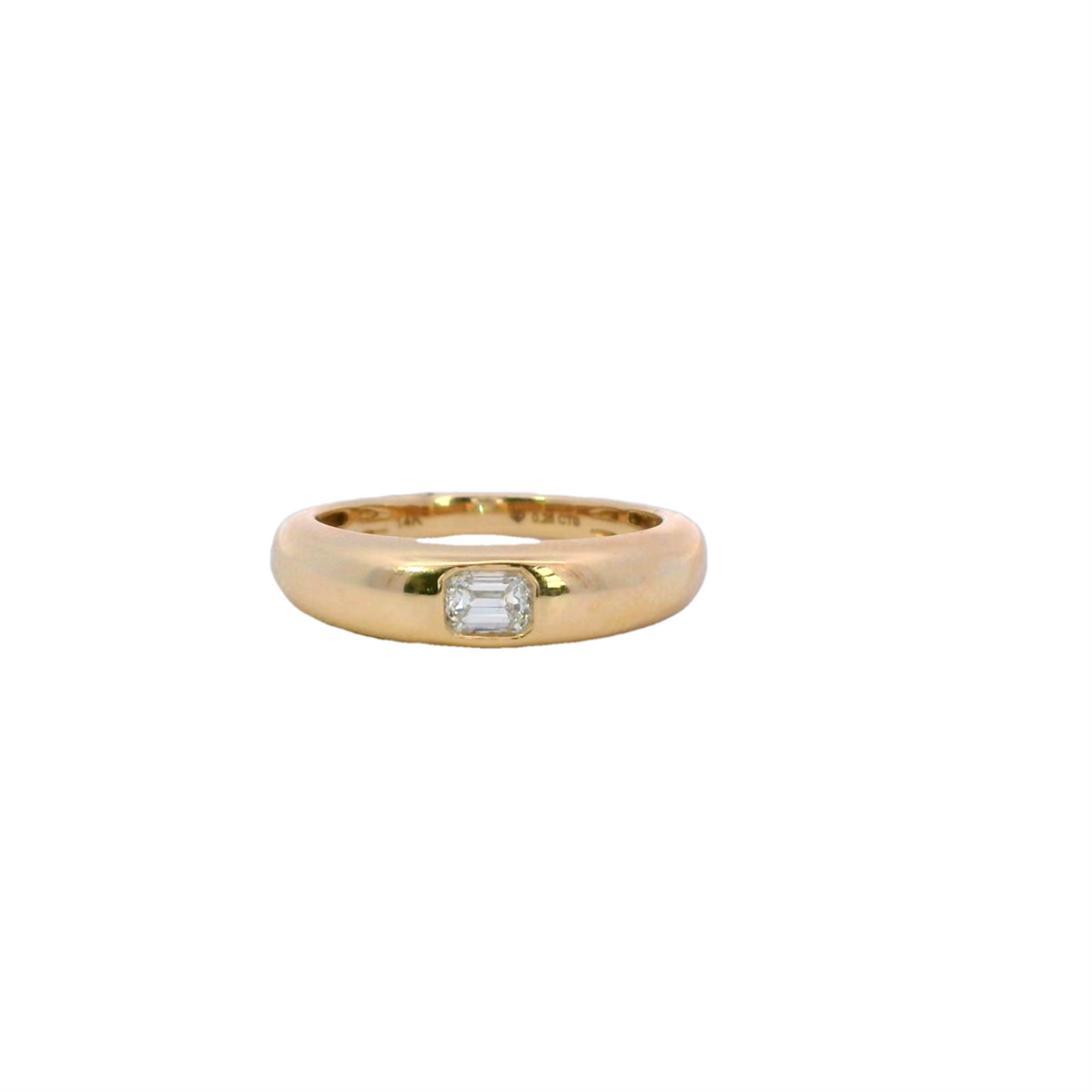 14Kt Yellow Gold Stackable Band With 0.25cttw Natural Emerald Cut Diamond