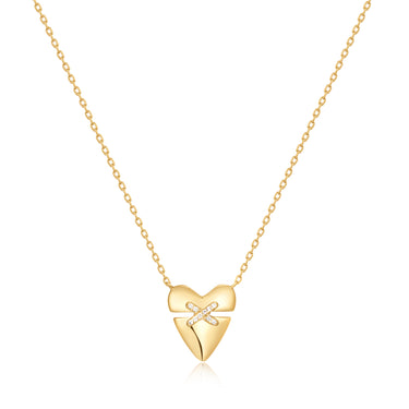 Ania Haie 14Kt Gold Plated Sterling Silver Heart Kiss Pave Necklace