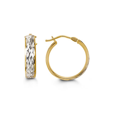 Bella Gold Collection 10Kt Yellow & White Gold 2-Tone Diamond-Cut Hoop Earrings