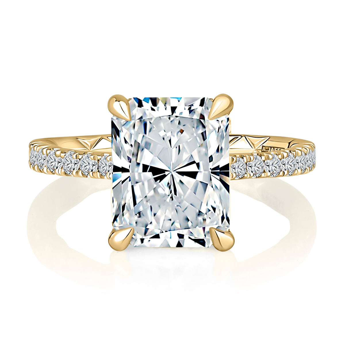 A. Jaffe Hidden Halo & Pave Radiant Center Engagement Ring in 14K Yellow Gold