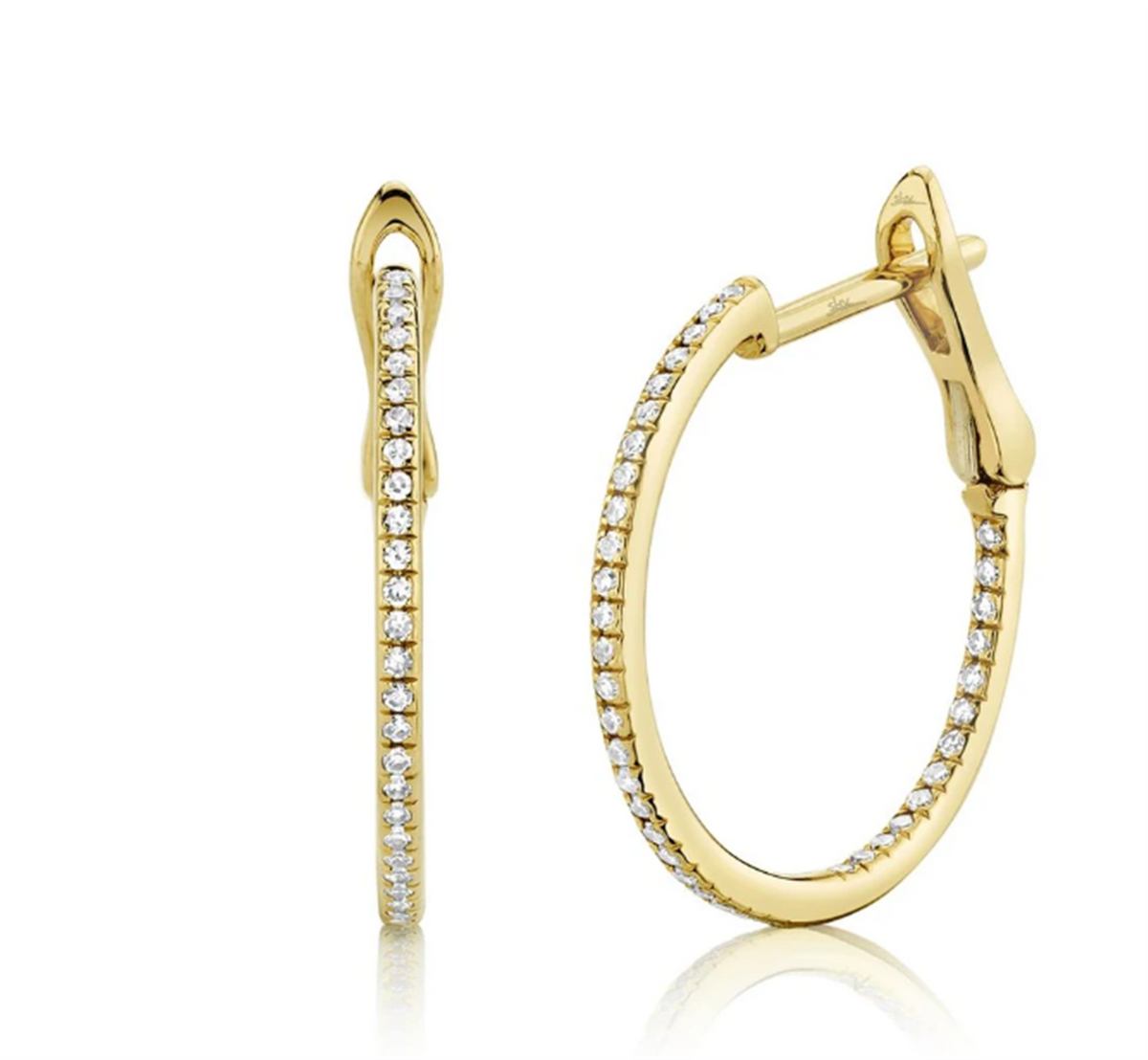 Shy Creations 14Kt Yellow Gold Natural Diamond Hoop Earrings