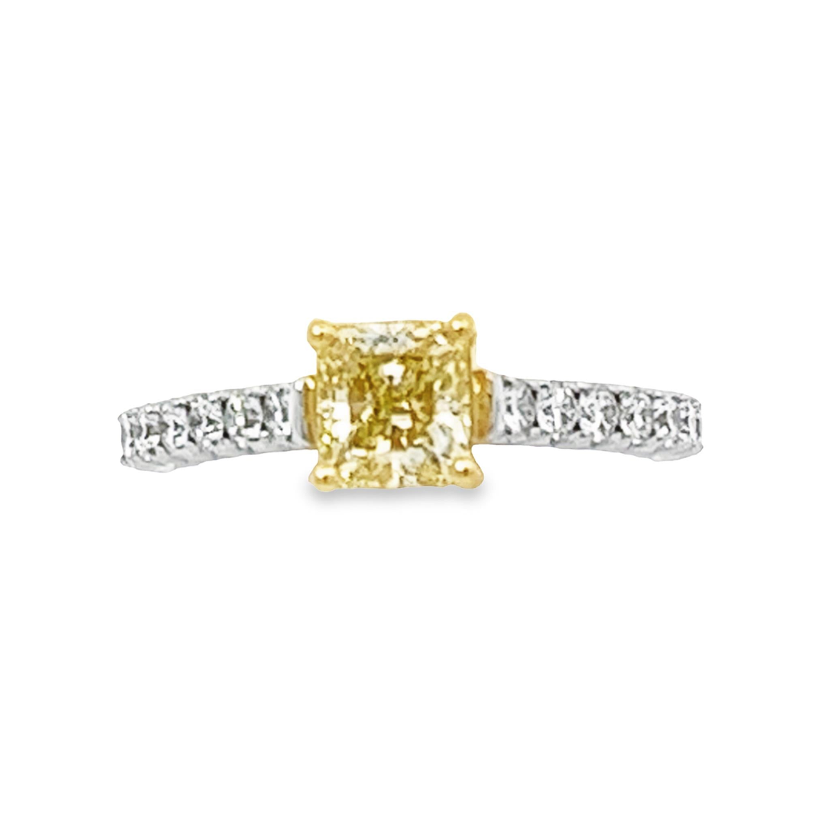 18Kt Yellow  White Gold Classic Prong Engagement Ring With 1.00ct Natural Center Diamond