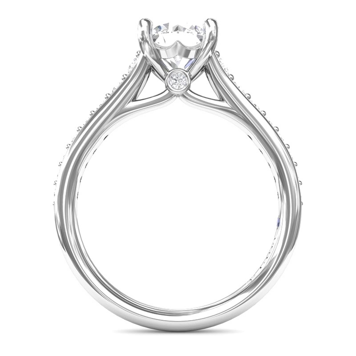 14Kt White Gold Classic Prong Engagement Ring Mounting With 0.36cttw Natural Diamonds