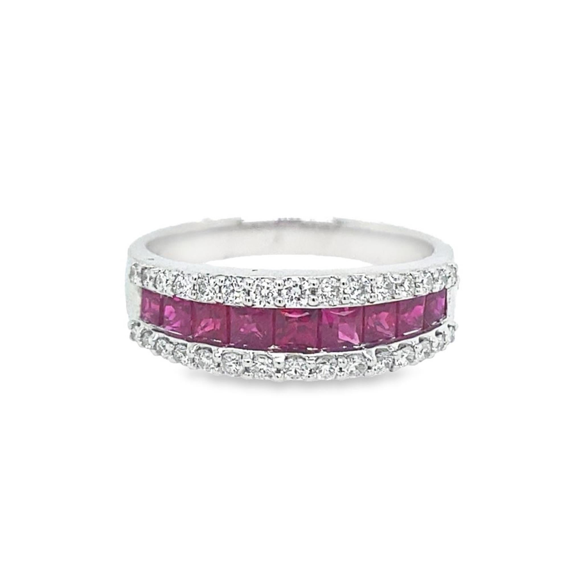 18Kt White Gold .87Cttw Ruby Diamond Ring