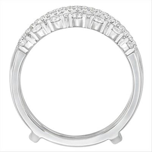 18Kt White Gold Double Row Insert Ring Guard With .53cttw Natural Diamonds