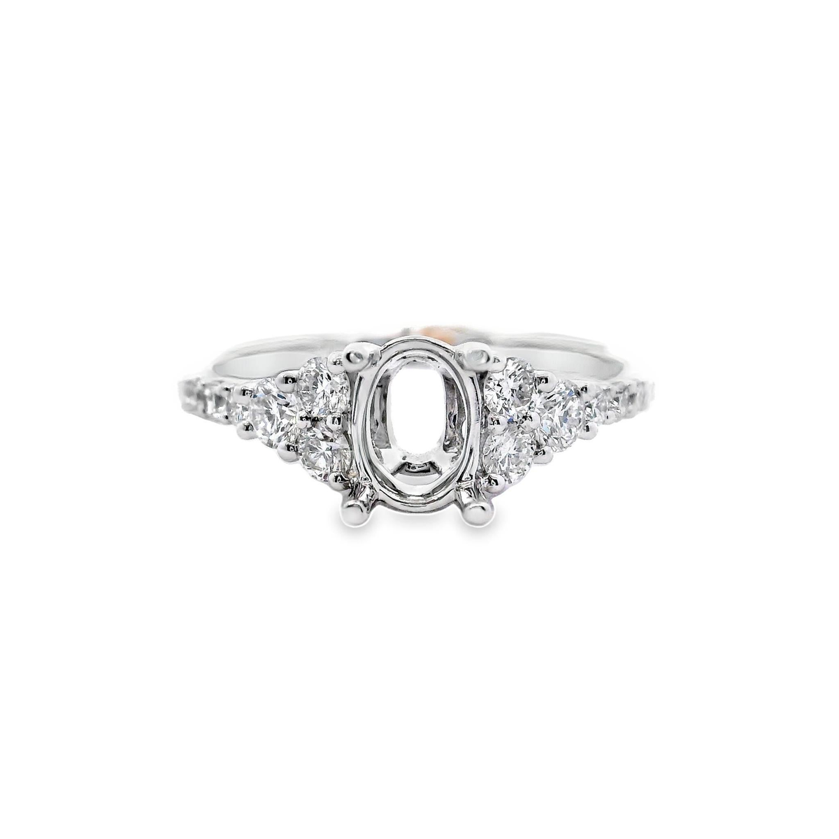 18Kt White Gold  Engagement Ring Mounting with 12.47cttw Natural Diamonds (Color G-H. Clarity SI1)