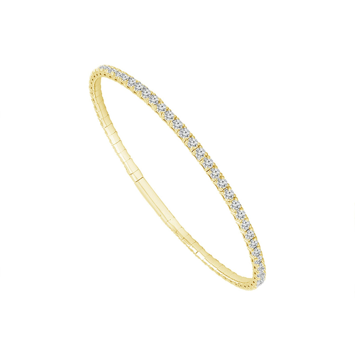 14Kt Yellow Gold Eternity Flex Bangle Bracelet With 3.50cttw Natural Diamonds