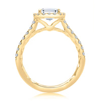 A. Jaffe 0.57ctw Halo & Pave Band Cathedral Engagement Ring in 14K Yellow Gold