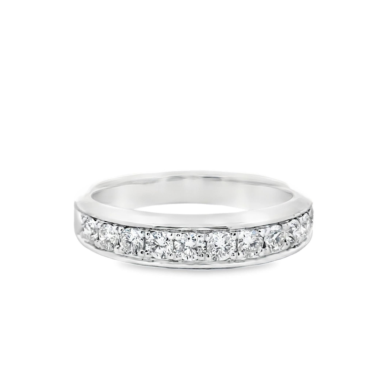 18Kt White Gold Bead Set Diamond Band with 11.51cttw Natural Diamonds (Color G-H, Clarity SI1)