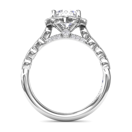 Fana 14Kt White Gold Halo Ring Mounting With 0.19cttw Natural Diamonds