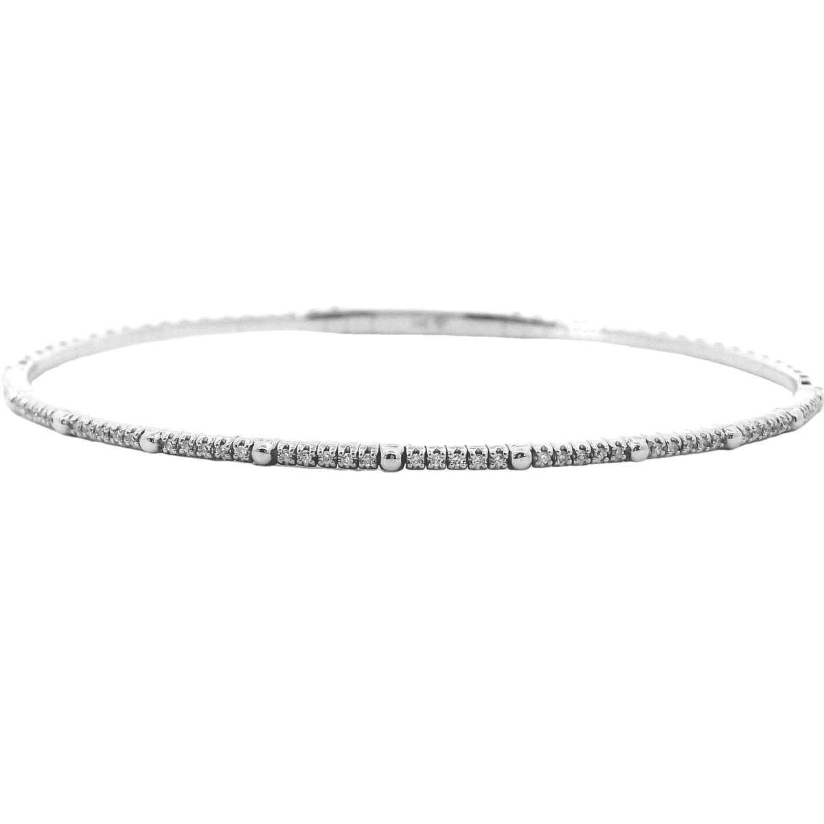 14Kt White Gold Flexible Bangle with .12cttw Natural Diamonds