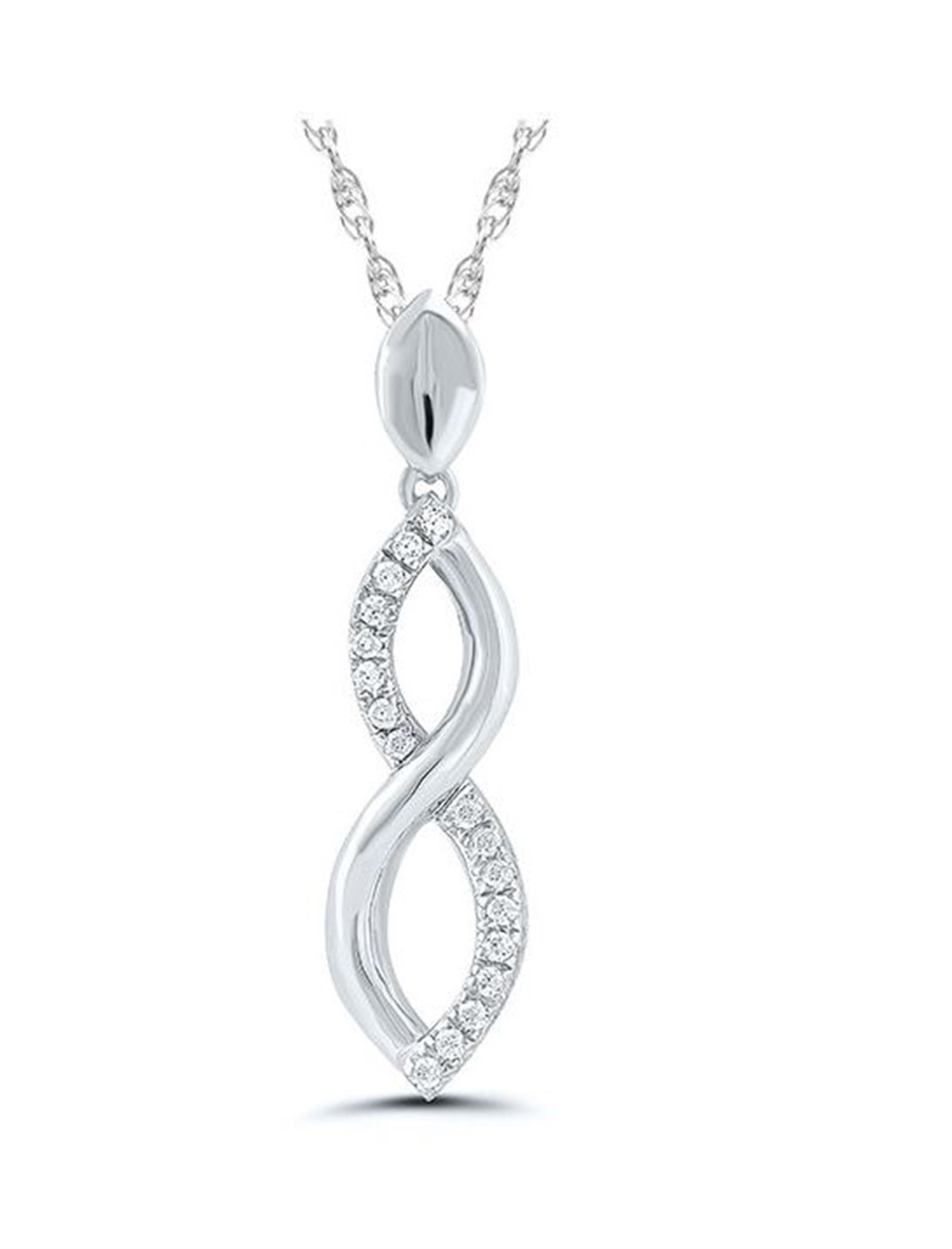 10Kt White Gold Infinity Pendant 0.05cttw Natural Diamonds