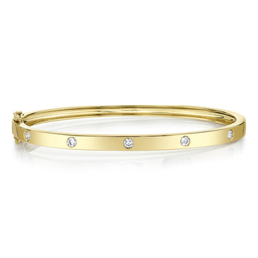 Shy Creation 14Kt Yellow Gold 0.38ctw Burnish Set Diamond Bangle Bracelet