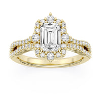 Lasker's Big Rocks Collection 14Kt Yellow Gold Split Shank Ring With Lab-Grown Center Diamond