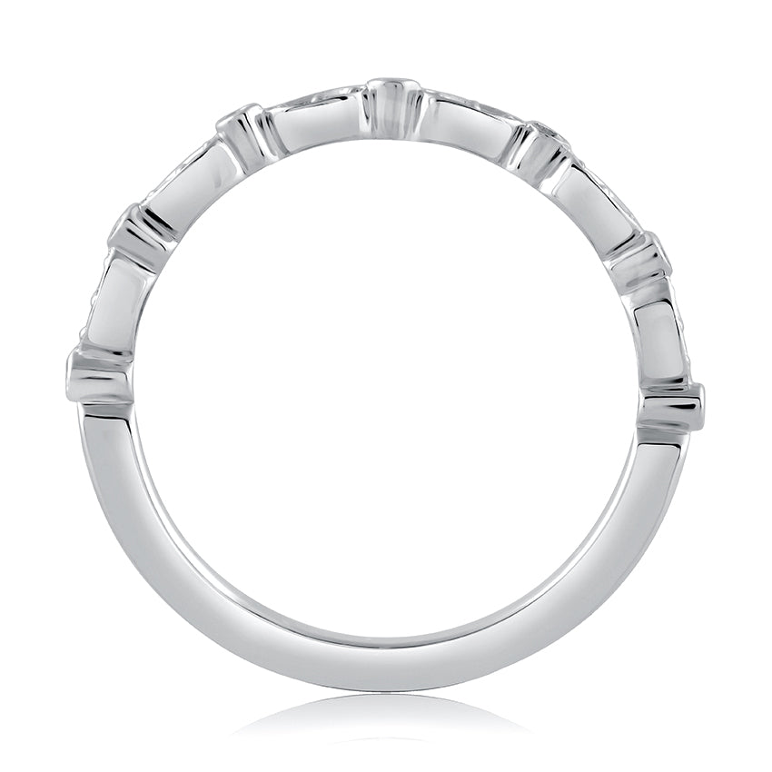A. Jaffe Alternating Marquise & Round 0.10cttw Diamond Anniversary Band in 14Kt White Gold
