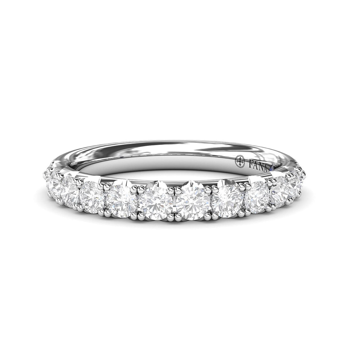 14Kt White Gold Prong Set Wedding Ring With 0.66cttw Natural Diamonds