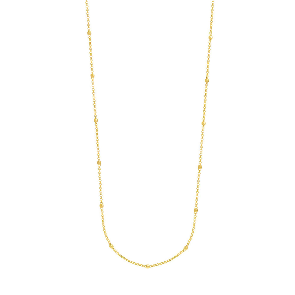 36" 14K Yellow Gold Beaded Station Chain