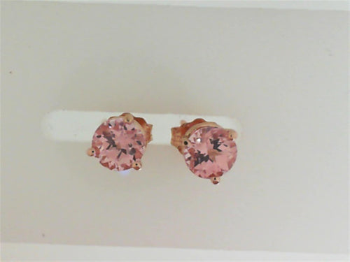 14Kt Rose Gold Classic Stud Earrings Gemstone Earrings With 1.31ct Chatham Champagne Sapphires