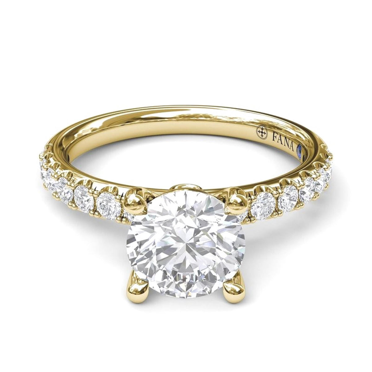 Fana 14Kt Yellow Gold Engagement Ring Mounting With 0.37cttw Natural Diamonds