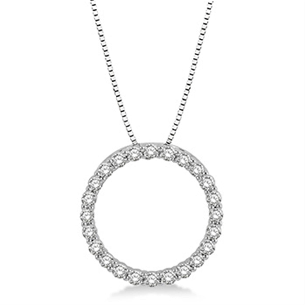 Circle Of Life 14Kt White Gold Pendant With .50cttw Natural Diamonds