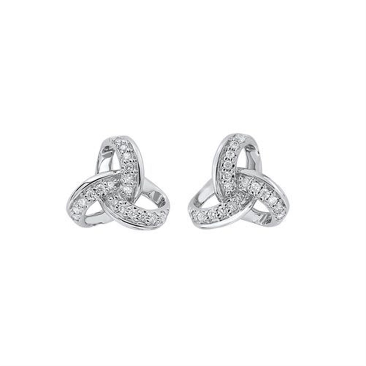 10kt White Gold Diamond Love Knot Earrings
