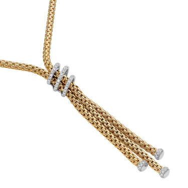 FOPE 18Kt Yellow Italian Gold PRIMA Collection Lariat Necklace with 0.49ctw Diamond Pave