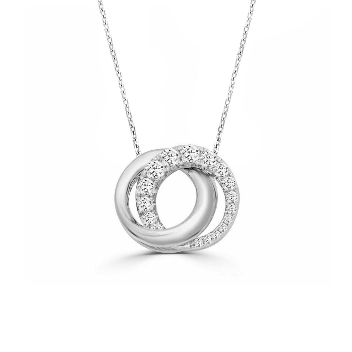 Frederic Sage 14Kt White Gold Circle Pendant 0.50cttw Natural Diamonds